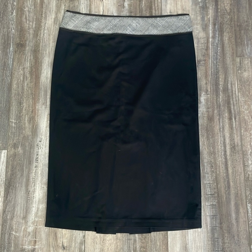Vivienne Tam Vintage Black Houndstooth Trimmed Pencil Skirt